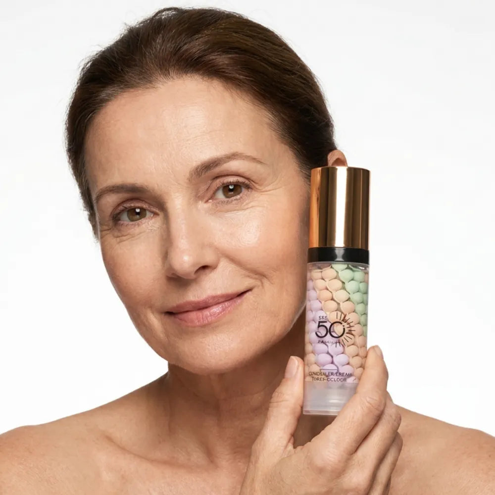 Woman holding the SPF 50 color corrector